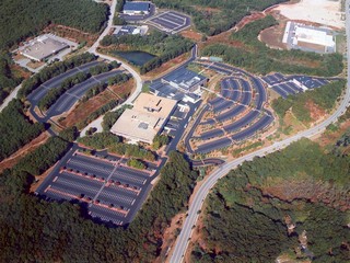 Overhead View of Commercial Sealcoated & Line Striped Facility